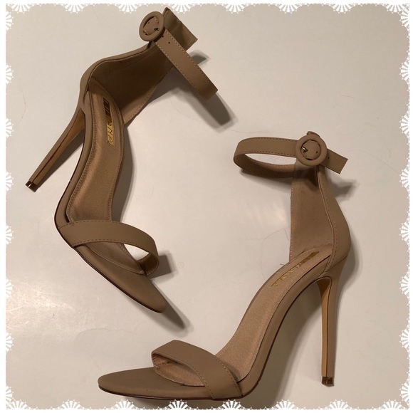 Liliana Shoes - Strapped Tan Heels by Liliana